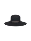 Borsalino Ribbon Detail Wide Brim Hat In Black