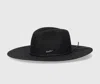 Borsalino Heath Alessandria Brushed Felt With Leather Hatband In Black, Tone On Tone Hatband