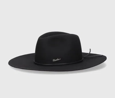 Borsalino Heath Alessandria Brushed Felt With Leather Hatband In Black, Tone On Tone Hatband