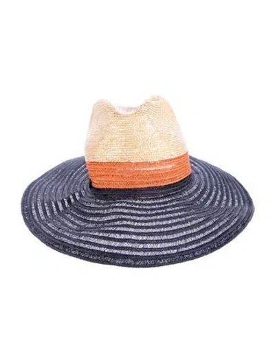 Pre-owned Borsalino Hemp Colorblock Sun Hat In Neutral