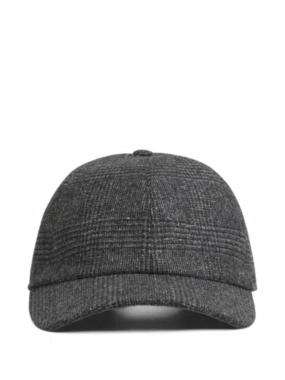 Borsalino Hiker Checked Baseball Cap In Gray