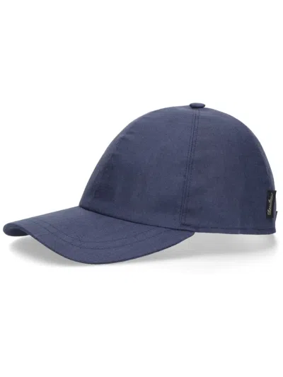 Borsalino Hiker Linen Baseball Cap In Blue