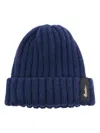 Borsalino Folded Cuff Ribbed Cashmere Beanie In Blue
