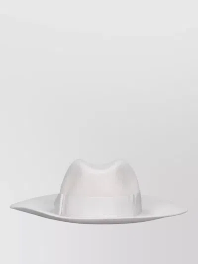 Borsalino Horse Hair Fedora Hat In White