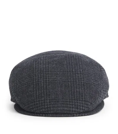 Borsalino Houndstooth Vincenzo Flat Cap In Gray