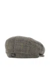 Borsalino Houndstooth Wool Beret In Black