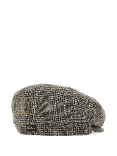 Borsalino Houndstooth Wool Beret In Black