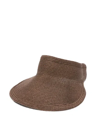 Borsalino Jasmine Logo-plaque Woven Visor In Brown