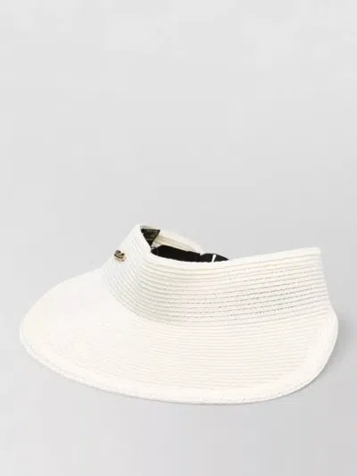 Borsalino Jasmine Visor Hat Wide Brim Strap In White