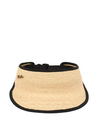 Borsalino Jenny Logo-plaque Straw Visor In Neutral