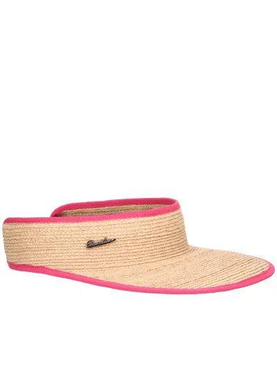 Borsalino Straw Hair Accessory Jenny Contrast Trim In Pink