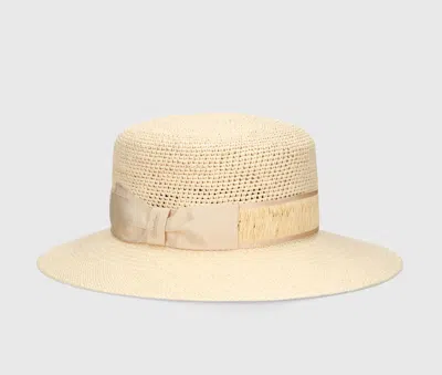 Borsalino Kris Semi-crochet Straw Panama Hat In White