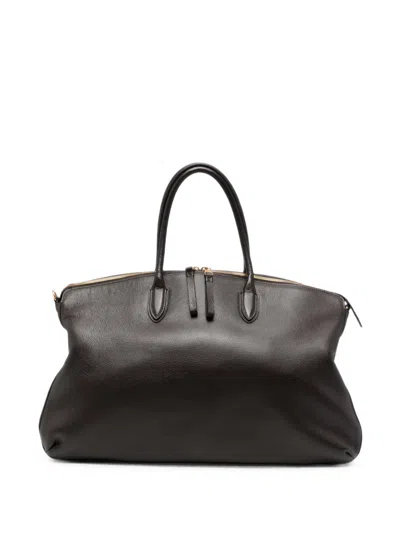 Borsalino Grained Leather Weekender Bag In Black