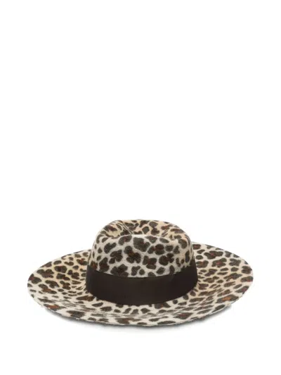 Borsalino Leopard-print Hat In Brown