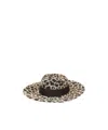 Borsalino Wide Brim Leopard Print Hat Ribbon Band In Animal Print