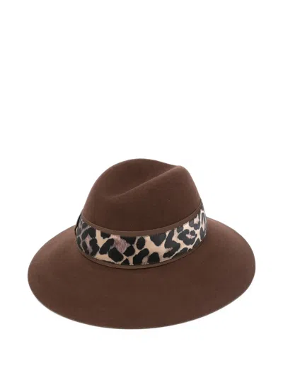 Borsalino Leopard-print Bow-detail Hat In Brown