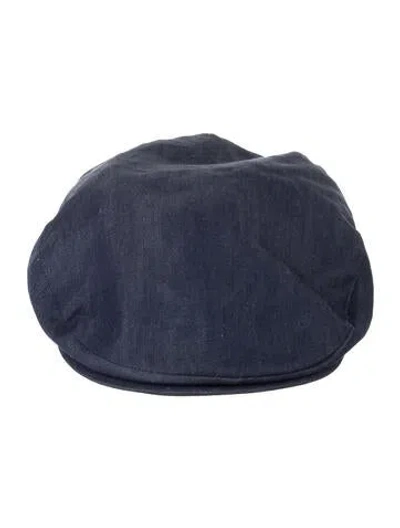Pre-owned Borsalino Linen Newsboy Cap In Blue