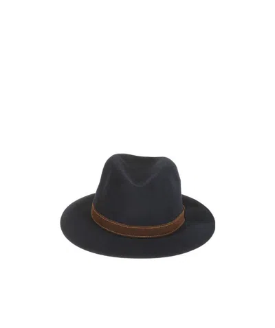 Borsalino Logo Felt Cap In Black