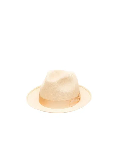 Borsalino Logo Hat In Nude