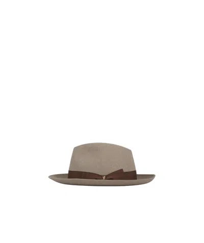 Borsalino Logo Hat In Nude