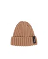 Borsalino Logo-patch Ribbed Cashmere Beanie In Brown