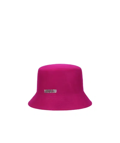 Borsalino Logo-plaque Knitted Bucket Hat In Pink