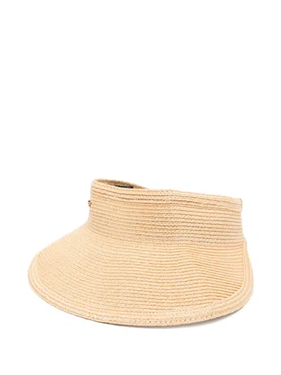 Borsalino Jasmine Visor Hat Wide Brim Strap In Brown