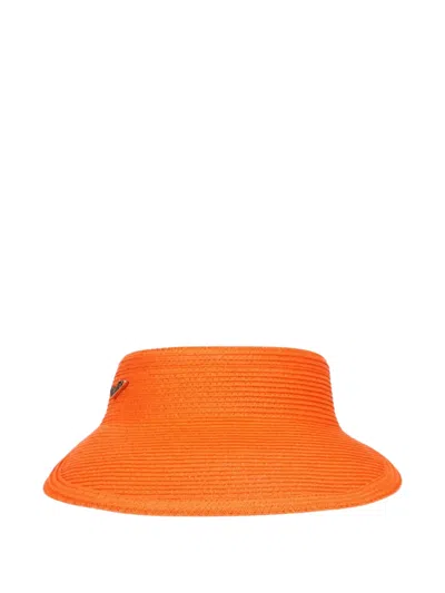 Borsalino Logo-plaque Woven Visor In Orange