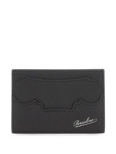 Borsalino Logo-print Card Holder In Black