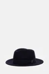 Borsalino Black Solid Fedora Hat In Black