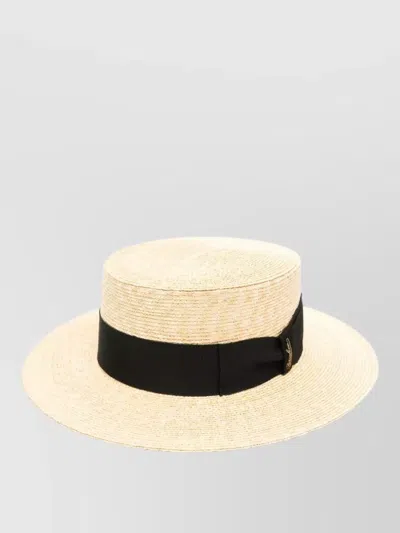 Borsalino Magiostrina Raffia Hat Wide Brim Ribbon In Brown