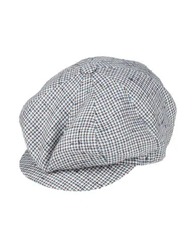 Borsalino Man Hat Azure Size 7 ⅜ Silk, Linen In Gray