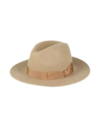 Borsalino Man Hat Beige Size 7 ⅜ Wool
