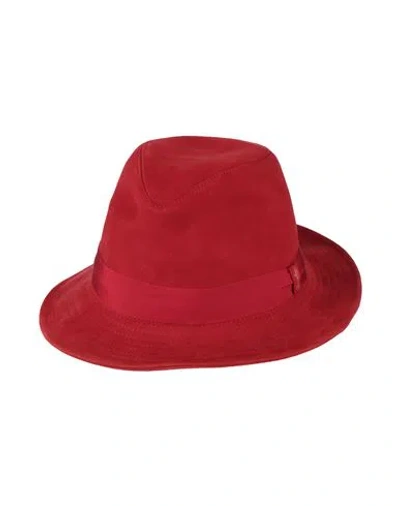 Borsalino Man Hat Brick Size 7 ½ Leather In Red