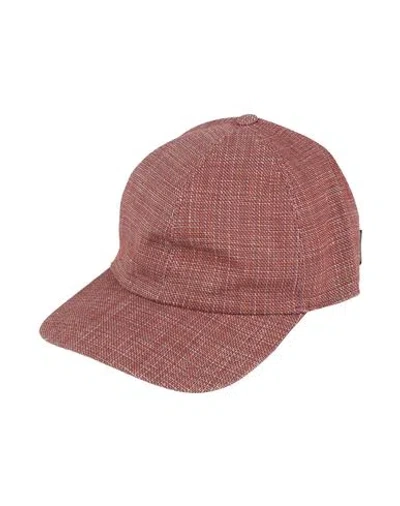 Borsalino Man Hat Brick Size Xl Virgin Wool, Linen In Red