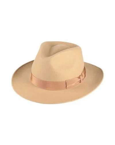 Borsalino Man Hat Camel Size 7 ⅜ Wool In Beige