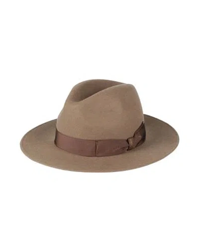 Borsalino Man Hat Khaki Size 7 ¼ Wool In Beige