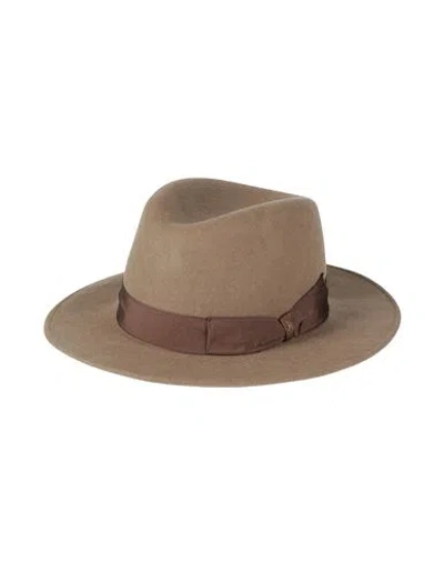 Borsalino Man Hat Khaki Size 7 Wool In Beige