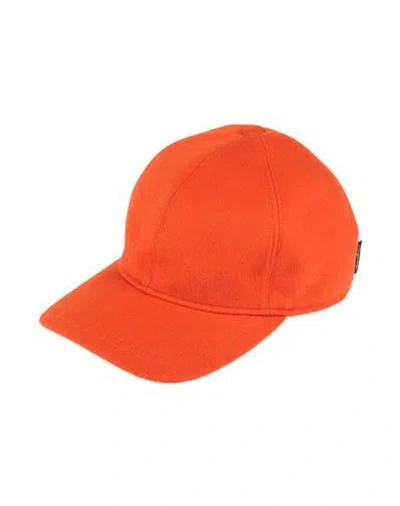 Borsalino Man Hat Orange Size 7 ¼ Virgin Wool In Pattern
