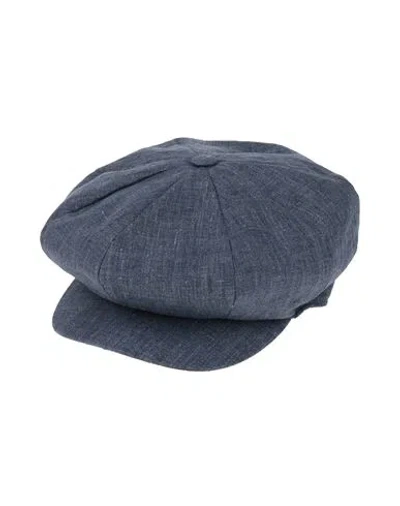 Borsalino Man Hat Slate Blue Size 7 Linen