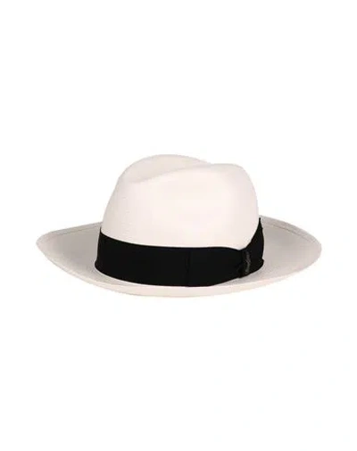 Borsalino Man Hat White Size 7 ⅜ Straw