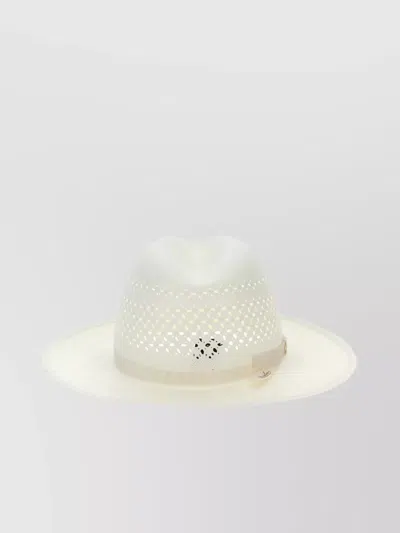 BORSALINO 'MEDEA' PERFORATED RIBBON BAND WIDE BRIM HAT