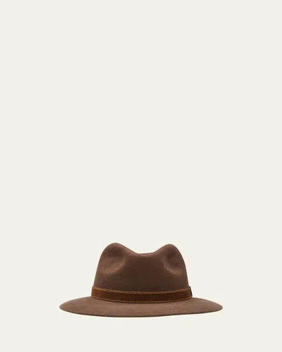 Borsalino Men's Alessandria Leather-band Wool Fedora Hat In 0351 Brown