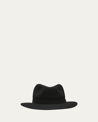 Borsalino Men's Alessandria Leather-band Wool Fedora Hat In 0421 Black