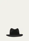 Borsalino Men's Alessandria Leather-band Wool Fedora Hat In Black