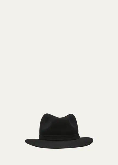 Borsalino Men's Alessandria Leather-band Wool Fedora Hat In Black