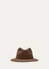 Borsalino Men's Alessandria Leather-band Wool Fedora Hat In Brown