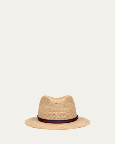 Borsalino Men's Argentina Raffia Crochet Fedora Hat In Natural