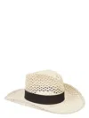 Borsalino Wide Brim Straw Hat With Woven Texture In Beige