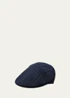 BORSALINO MEN'S SEERSUCKER STRIPE FLAT CAP